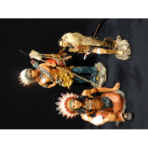 33 - Three Late 20th Century Resin Native American Indian Groups