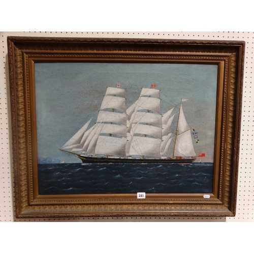 387 - 19th Century School, Oil On Canvas, Showing The Three Nast Sail Ship Cambrian Warrior, Unsigned, 19 ... 