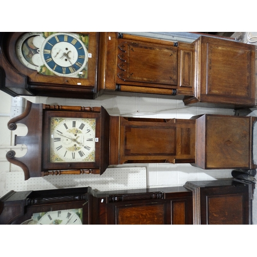 400 - An Antique Oak & Mahogany Encased Long Case Clock With Square Painted Dial & Eight Day Movement, Sig... 