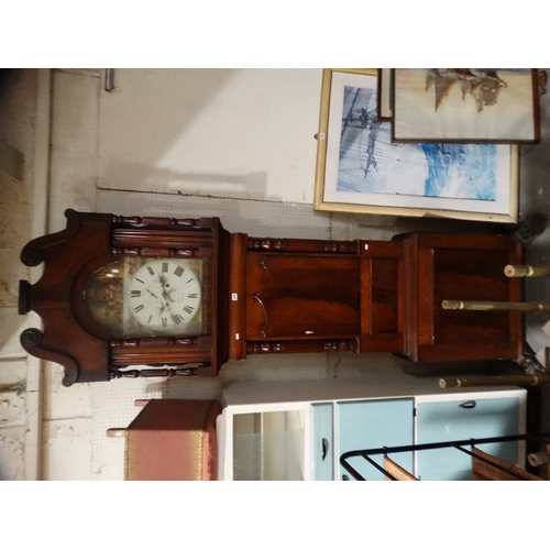 539 - An Antique Mahogany Encased Long Case Clock With Arched Painted Dial With Eight Day Movement & Movin... 