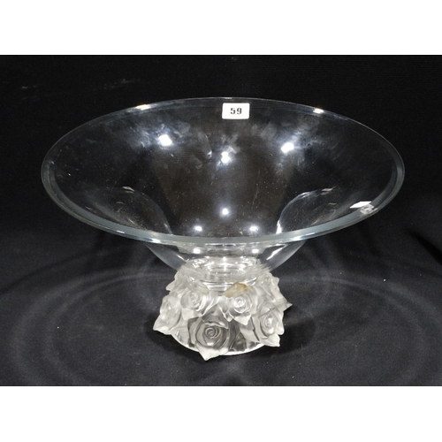 59 - A Shannon Glass Circular Fruit Bowl On Floral Frosted Glass Base, 14