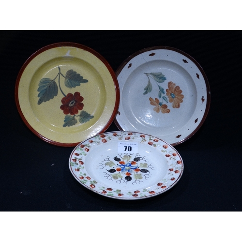 70 - Three 19th Century Staffordshire Pottery Nursery Type Plates, 6.5