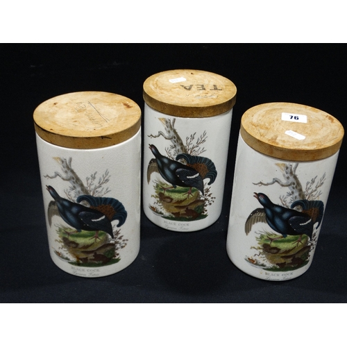 76 - Three Port Meirion Birds Of Britain Pattern Kitchen Storage Jars