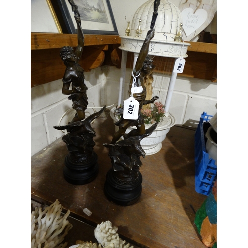 302 - A Pair Of Early 20th Century Spelter Industry Figures