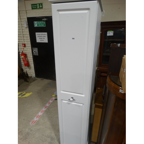 508 - A White Melamine Slim Single Door Wardrobe