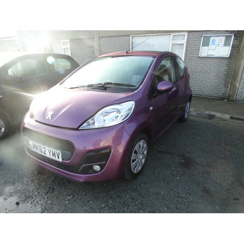 242 - Motor Vehicle, A Peugeot 107 Active, 998cc, Petrol, 3 Door Hatchback. Registered 2012, Reg No MK62 Y... 