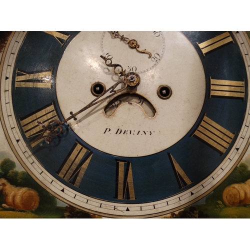 399 - An Antique Mahogany Encased Long Case Clock With Arched Painted Dial & Eight Day Movement, Signed P.... 