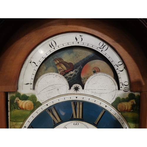 399 - An Antique Mahogany Encased Long Case Clock With Arched Painted Dial & Eight Day Movement, Signed P.... 