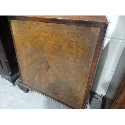 400 - An Antique Oak & Mahogany Encased Long Case Clock With Square Painted Dial & Eight Day Movement, Sig... 