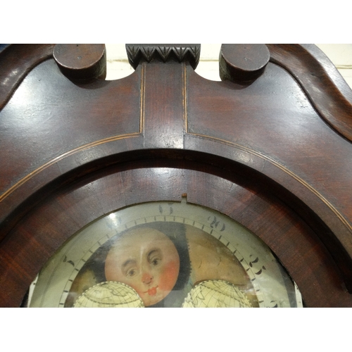 401 - An Antique Oak & Mahogany Encased Long Case Clock With Arched Painted Dial & Eight Day Movement, Sig... 