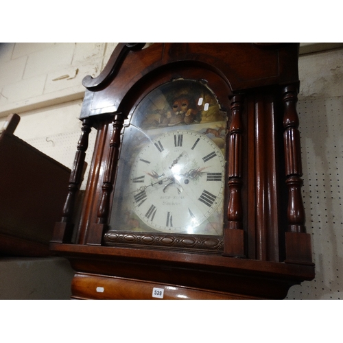 539 - An Antique Mahogany Encased Long Case Clock With Arched Painted Dial With Eight Day Movement & Movin... 