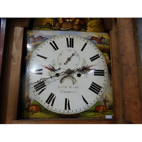 539 - An Antique Mahogany Encased Long Case Clock With Arched Painted Dial With Eight Day Movement & Movin... 