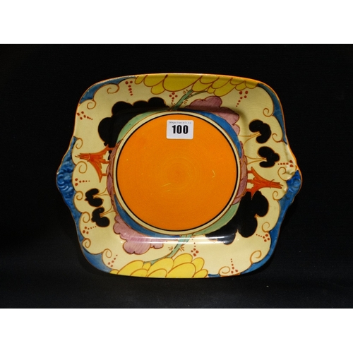 100 - A Clarice Cliff Fantasque Bread Plate In The Summer House Pattern