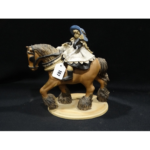 107 - A Late 20th Century Studio Pottery Horse & Rider Group