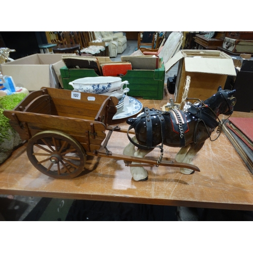 137 - A Pottery Shire Horse & Cart