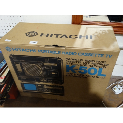 178 - A Boxed Retro Hitachi Portable Radio Cassette TV