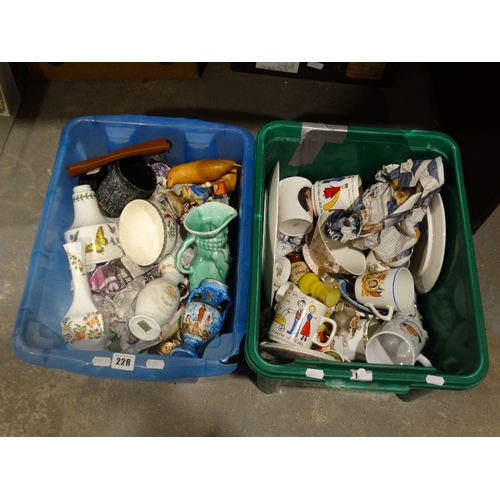 228 - Two Boxes Of Mixed Pottery