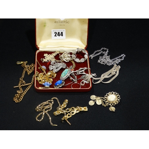 244 - A Small Box Of Costume Jewellery