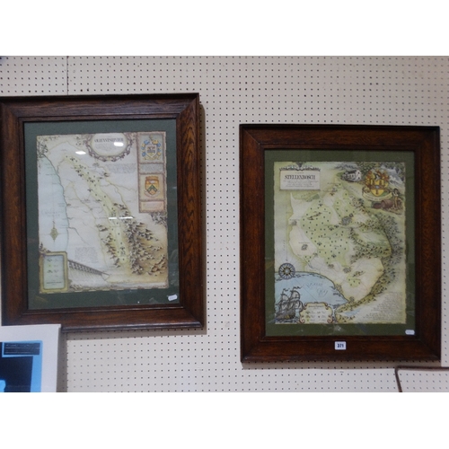 371 - Two Oak Framed South Africa County Maps