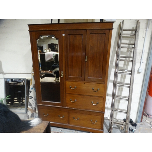 388 - An Edwardian Mahogany Combination Wardrobe