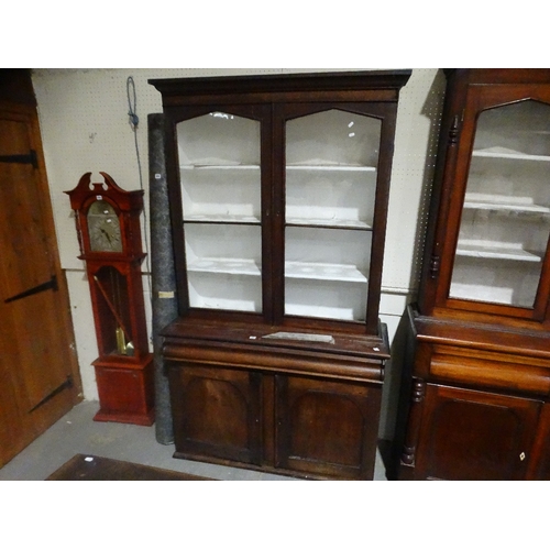 392 - A Victorian Oak & Mahogany Two Door Bookcase Cupboard