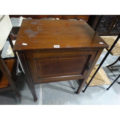 418 - An Edwardian Mahogany Single Door Pot Cupboard