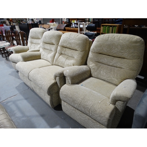 437 - A Three Piece Cream Upholstered Lounge Suite