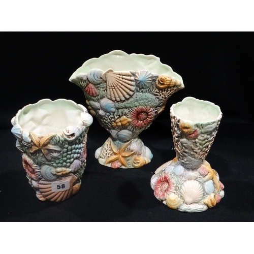 58 - Three Beswick Shell Moulded Vases