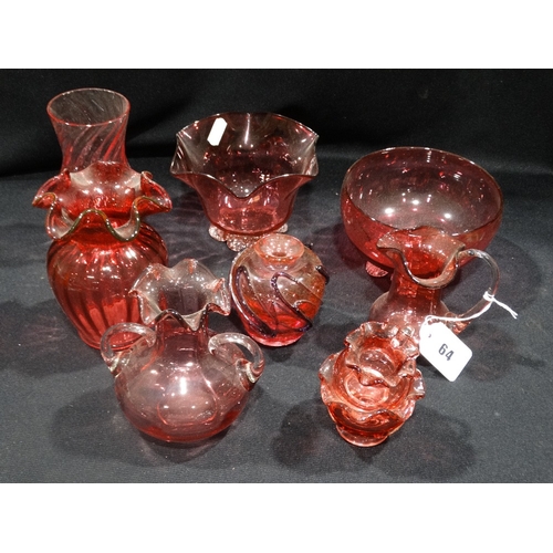 64 - A Quantity Of Cranberry Glass (9)