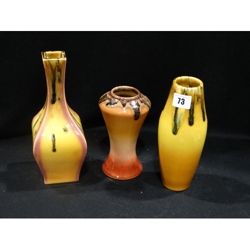 73 - A Group Of Three Blackryden Pottery Drip Glazed Vases