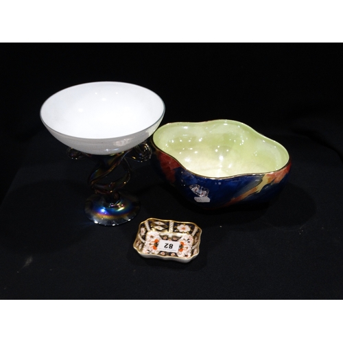 82 - A Royal Crown Derby Imari Pin Dish, Together With A Maling Lustre Bowl Etc