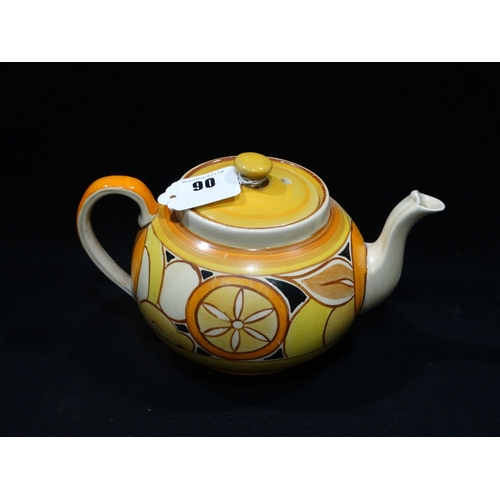 90 - A Clarice Cliff Bizarre Ware Teapot, Decorated In The Sliced Fruit Design, 5