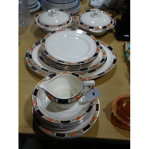 8 - A Quantity Of Staffordshire Pottery Blue Rust & Gilt Decorated Dinnerware