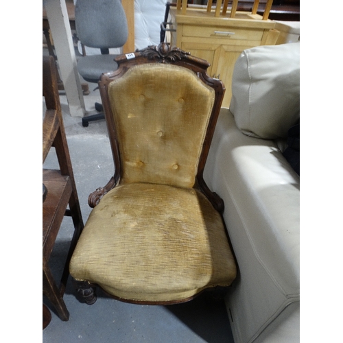 434 - A Victorian Walnut Framed Nursing Chair