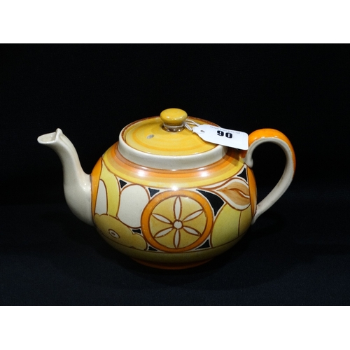 90 - A Clarice Cliff Bizarre Ware Teapot, Decorated In The Sliced Fruit Design, 5