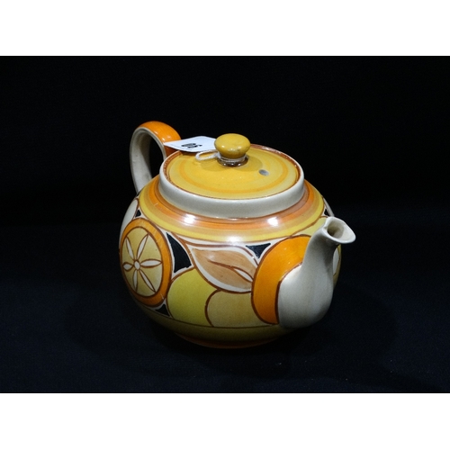 90 - A Clarice Cliff Bizarre Ware Teapot, Decorated In The Sliced Fruit Design, 5