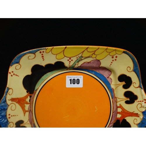 100 - A Clarice Cliff Fantasque Bread Plate In The Summer House Pattern