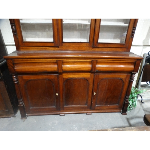 391 - A Victorian Mahogany Three Door Bookcase Cupboard