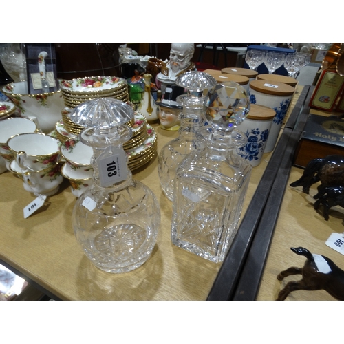 103 - Three Cut Glass Decanters