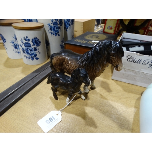 106 - A Beswick Shetland Pony & Foal