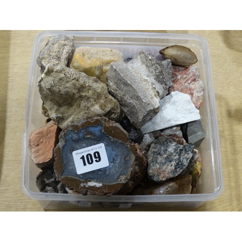 109 - A Box Of Mixed Mineral Stones Etc