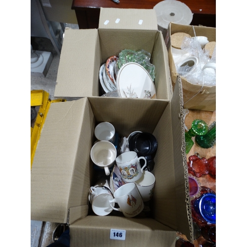 146 - A Box Of Mixed Pottery & Glassware