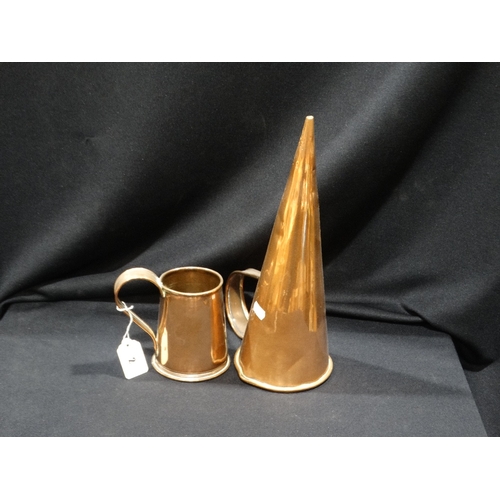 2 - A Copper Tankard, Together With A Copper Measure