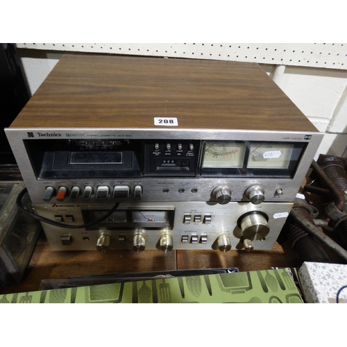 208 - A Vintage Technics Stereo Cassette Deck 630, Together With A Mitsubishi Stereo Amplifier DA-U310