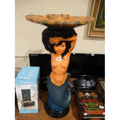 211 - A Mid Century Plastic & Sand Weighted Mermaid Stand