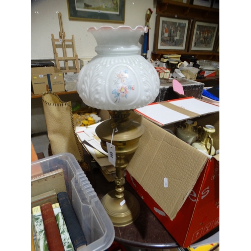 243 - A Circular Based Brass Column Oil Lamp