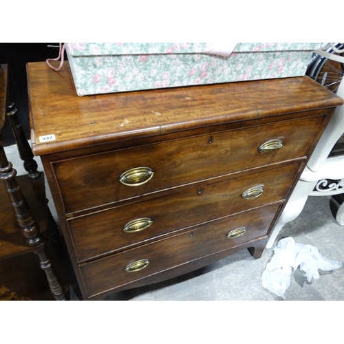 532 - A 19th Century Mahogany Three Drawer Chest Of Drawers, 35