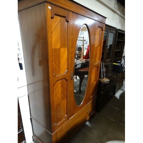 560 - An Edwardian Mahogany & Inlaid Single Door Wardrobe