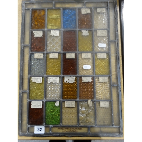 32 - An Interesting Salesman`s Stained Glass Panel, Retaining Some Paper Labels For Williams & Watson Of ... 