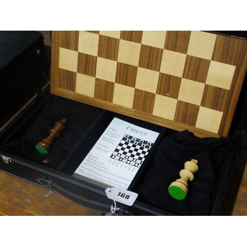 168 - A Modern Chess Board And Pieces In A Case